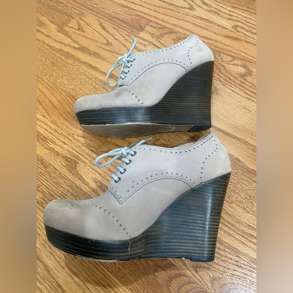 Seychelles Women's Gray Lace-Up platform oxfords shoes